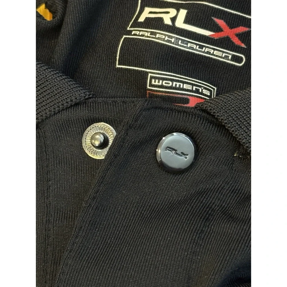 RLX Ralph Lauren Golf Polo Shirt Tailored Fit Black Yellow Women's Size XL